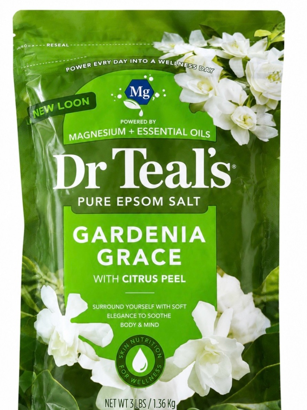 Dr Teal's Pure Epsom Salt - Gardenia Grace (Green & White)
